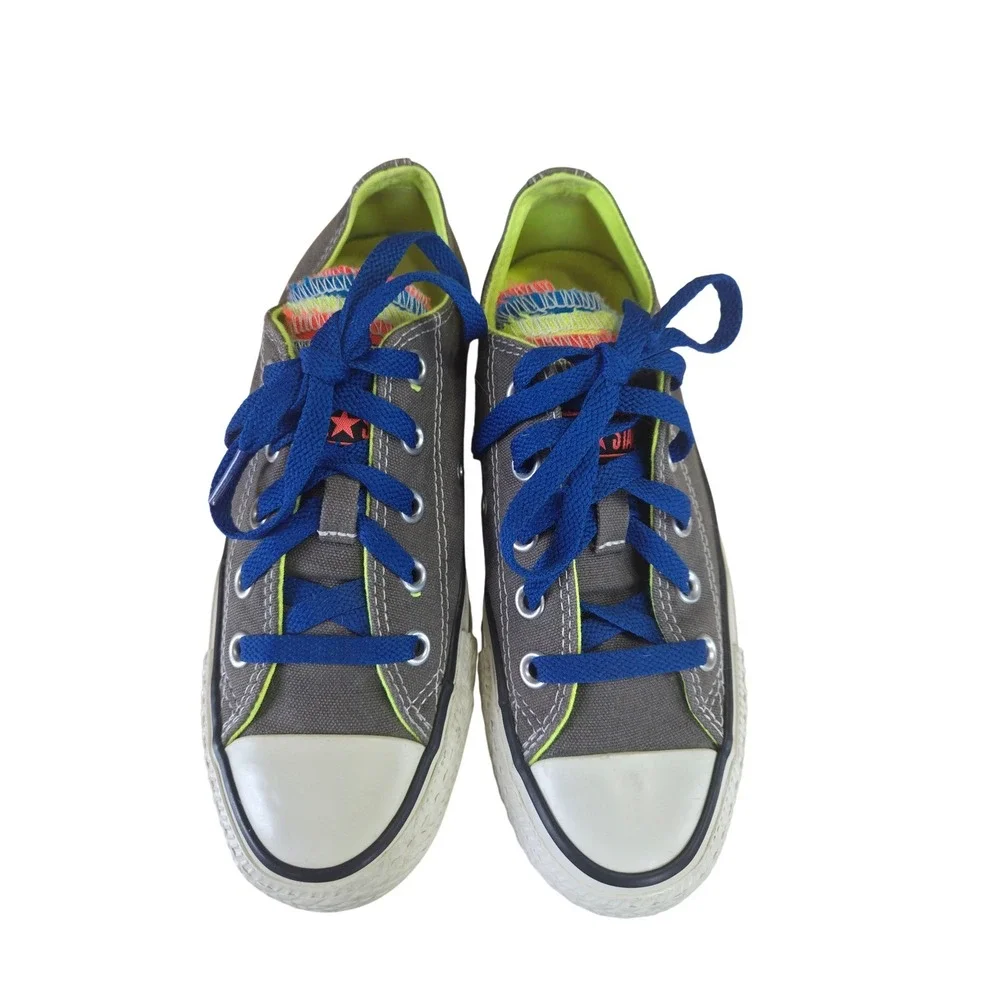 Converse Chuck Taylor All Star Low Grey Neon Blue Kids Size 3 140074F